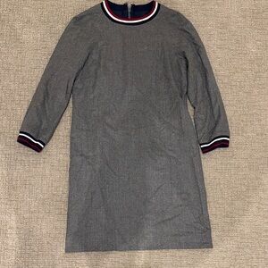 J. Crew Gray Long Sleeve Dress with Red and White Accents